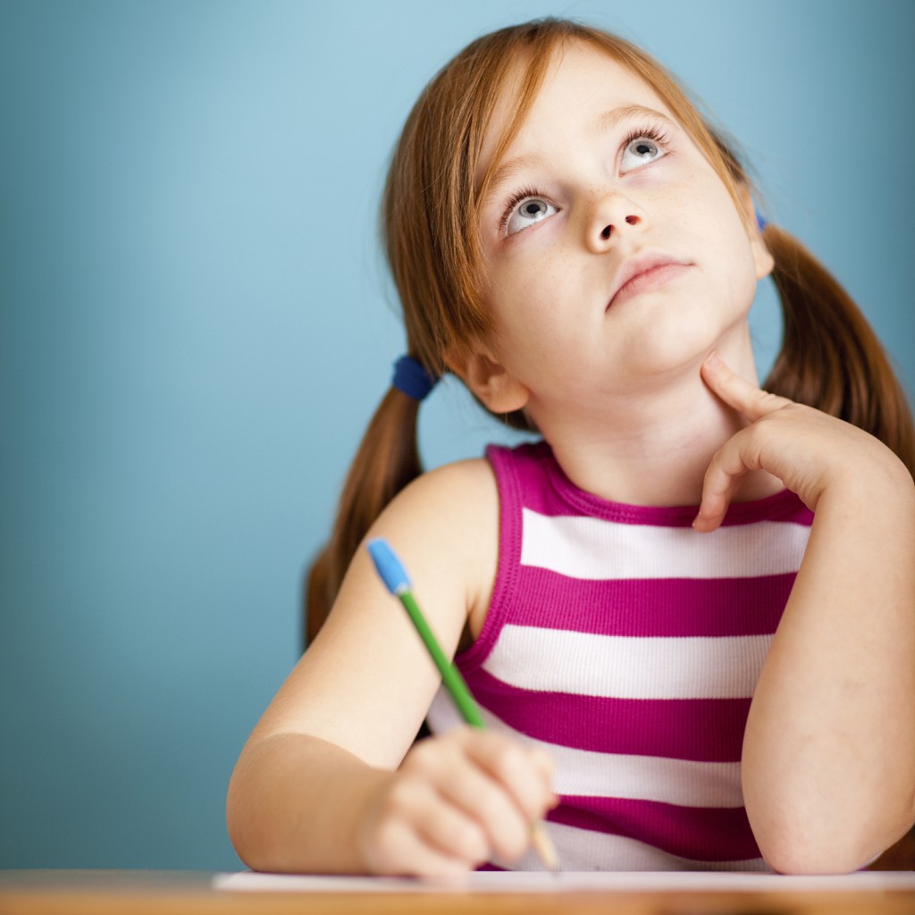 child in thought - writing