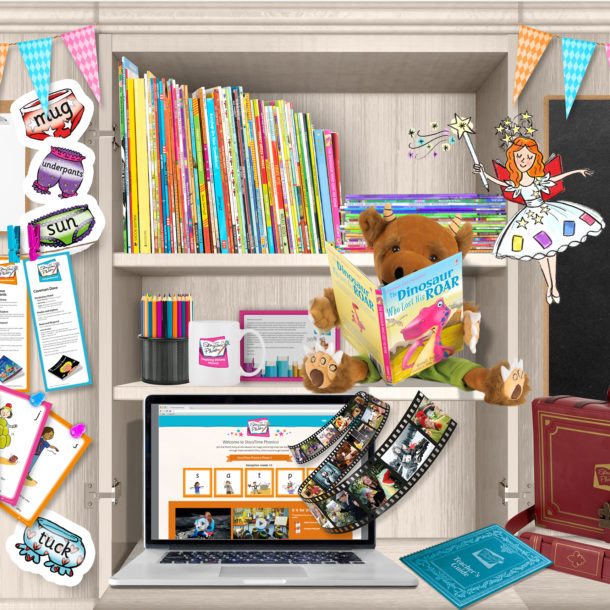 Cupboard with resources for Storytime Phonics