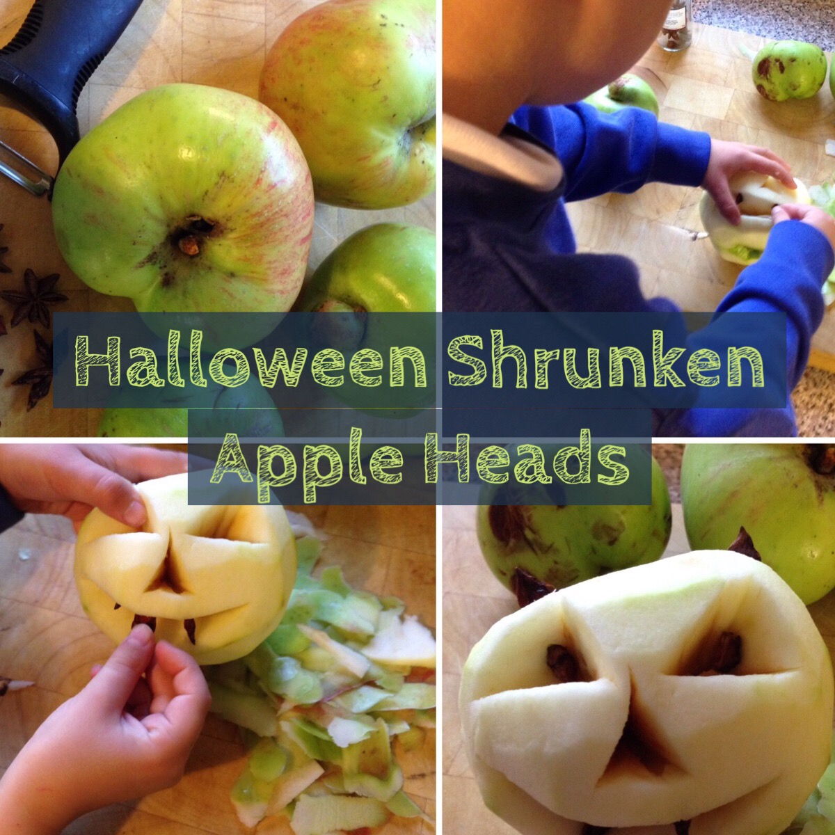 how to make shrunken apple heads for halloween by Lottie Makes