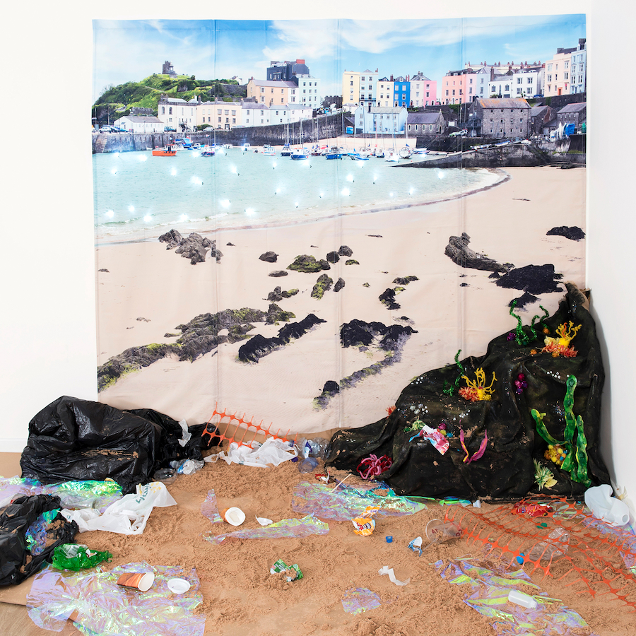 seaside plastic environment display
