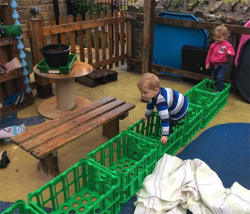 outdoor play with crates
