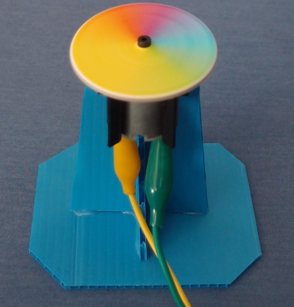 Make a coloured spinner - class STEM project - using the Crumble Controller above