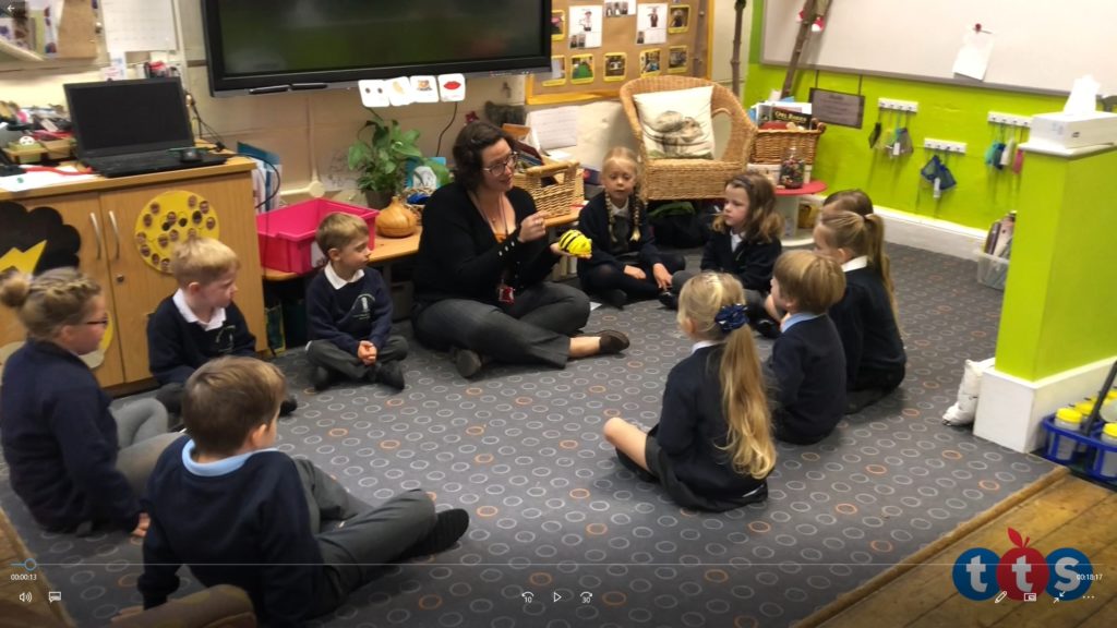 Year 1 class discuss what they remember about Bee Bots.
