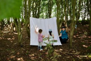 Forest school atelier - painting on big sheets