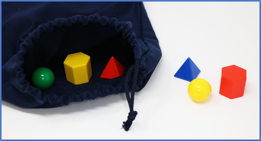 Feely bag with 3-D shapes inside - Visualising 3D shapes