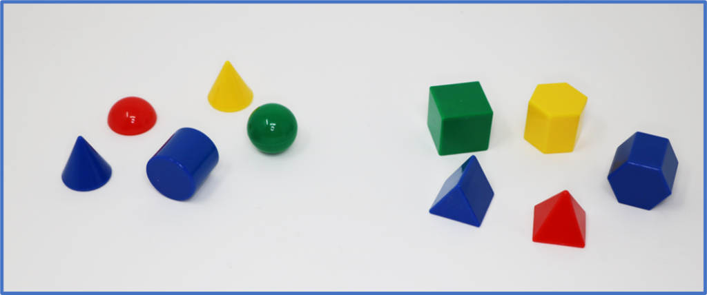 Shapes sorted into 2 groups