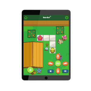 Image shows the garden game on the Bee-Bot App.