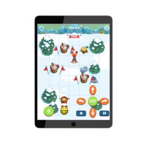 Image shows the winter wonderland game on the Bee-Bot app