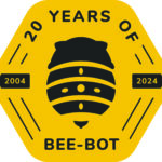 Image of a badge to mark 20 years of Bee-Bot