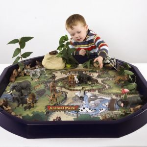 Tuff tray small world play with jungle animals