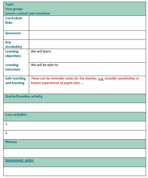 Lesson plan template