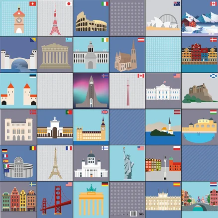 Cities around the world Loti-Bot mat