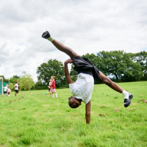 Girl cartwheeling