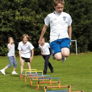 Children using hurdles