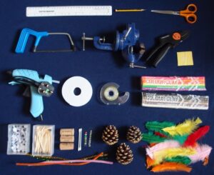 Tools and consumables needed for making a carnival float.