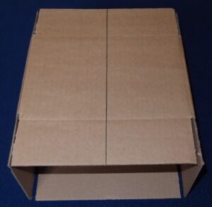 Cardboard box with the end opened