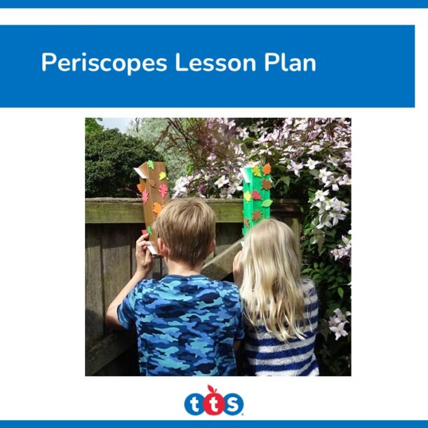 Periscopes Lesson Plan front cover, featuring the titles and image of children using homemade periscopes.